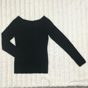 WHBM Black Long Sleeve Bateau Neck Sweater - Sz S